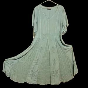 Holy Clothing Sage Green Short Sleeve Swing Dress 2X